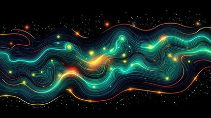 Obraz premium Abstract glowing wavy lines, digital art, background, possible use for wallpaper or digital media