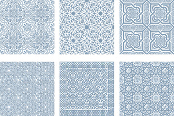 Oriental seamless vector patterns set. Arabic ornament for background
