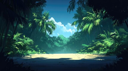 Tropical Jungle Path Sunlight Background Stock Photo