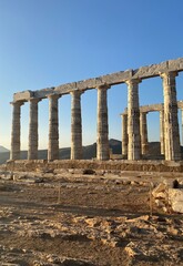 Ancient Ruins of the Temple of Poseidon at Cape Sounion, Greece