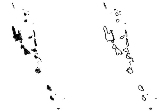 Vanuatu map vector illustration, scribble sketch Republic of Vanuatu, New Hebrides,