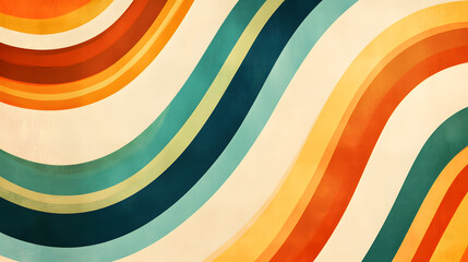 Fototapeta premium Retro Colorful Wavy Lines Abstract Background