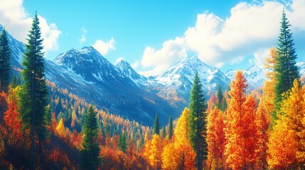 Colorful autumn trees mirrored in a peaceful lake during golden hour
