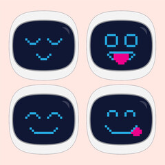 Set of Robot Face Emojis with Various Expressions for Digital Communication