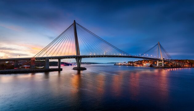 angus l macdonald bridge at dusk it connects halifax and dartmouth nova scotia
