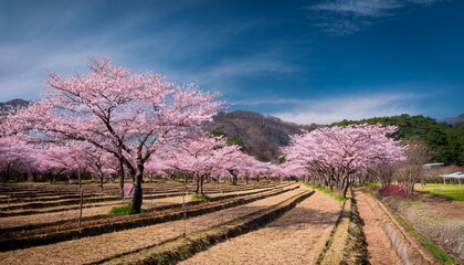 Fototapeta premium cherry blossom trees in blooming in seosan farm seosan south korea
