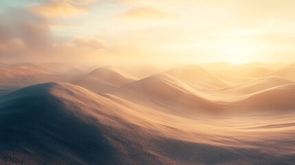 Naklejka premium Towering desert dunes shimmering under golden sunlight and deep blue sky