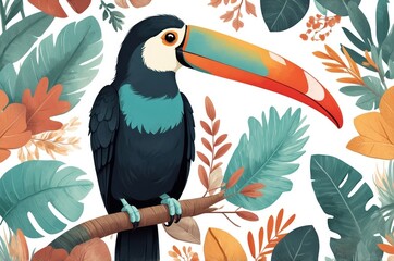 Naklejka premium Artistic minimalist cartoon colorful fantasy animal character portrait, magical dreamy nursery decor story book illustration artwork, nature theme texture design.