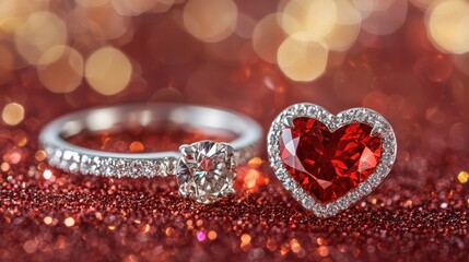 Radiant heart and diamond ring a luxurious love embrace