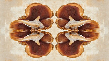 a close-up, top-down view of reishi mushrooms spread across the entire frame, filling the image with their rich, reddish-brown color and tough, woody texture