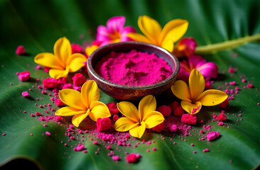 Colorful Traditional Indian Holi Paint dye Spring Festival color. AI Generative