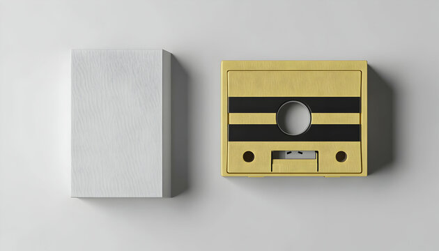Blank cassette tape box design mockup