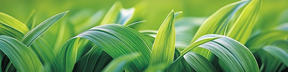 Vibrant Green Leaves Smooth, Waxy Texture and Bright Color, Minimalist Nature Background