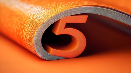 A roll of orange paper with the number 5 on it
