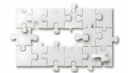 Fototapeta premium Blank white puzzle mockup complete, isolated on transparent and white background. | jpg