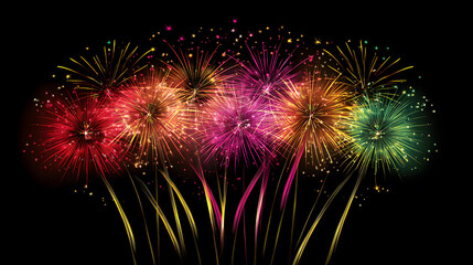 Colorful fireworks display, celebration and festive background