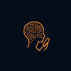 Digitales Gehirn mit Schaltkreisen auf schwarzem Hintergrund

