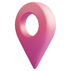 3D Render of a Pink Location Pin Icon for Mapping and Navigation on Transparent