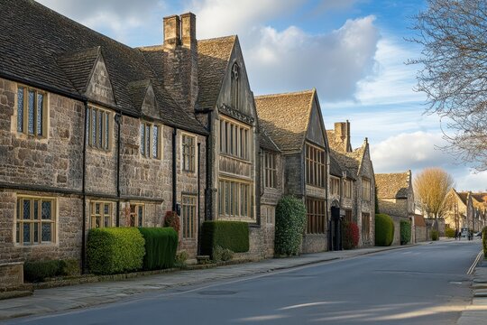 Historic Ashbourne Grammar School: A Mediaeval Landmark with Stone Architecture Against the Sky