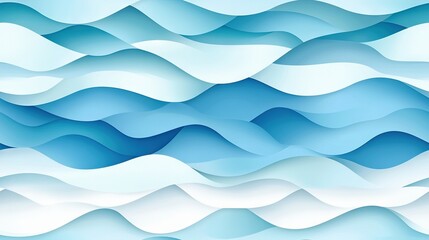 Fototapeta premium A blue and white wavy background with two waves, one white on the left and one blue and white on the right