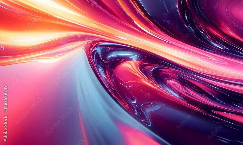 Poster abstract flowing liquid forms with vibrant colors, creating a dynamic visual effect