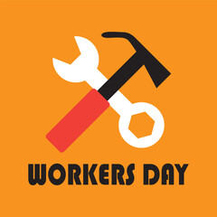 Workers day poster with yellow background