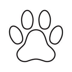 Dog paw line icon. Simple black outline dog paw symbol. Dog, cat paw icon. Zoo, vet logo element sign, greeting cards. Paw print symbol. Vector illustration Isolated on a white background. EPS 10 