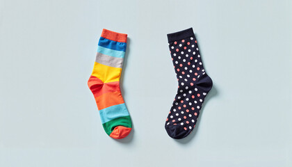 Colorful socks laid against a light background