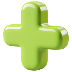 Obraz premium Glossy Green Plus Sign Symbol on Transparent Background in Digital Art