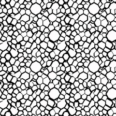 Fototapeta premium Black and white hexagon shapes, of varying sizes, create a seamless, abstract geometric pattern, evoking a sense of order and structure. Seamless pattern, four tiles