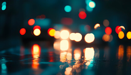 Blurred background of police flashing lights at the crime scene