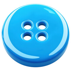 Fototapeta premium Isolated Cyan Button with Four Holes in a Shiny Plastic Design on Transparent Background