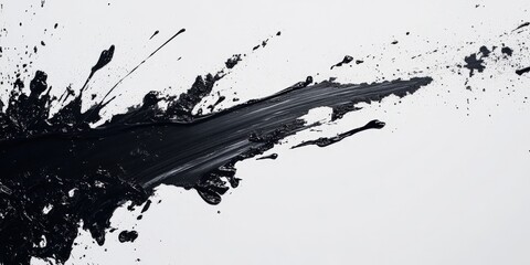 Obraz premium Close-up of intricate black-and-white splatters on a pristine white canvas, showcasing diverse sizes and unpredictable forms in a harmonious chaos