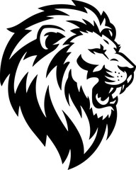 Obraz premium Illustration of a head of lion. Lion head mascot. Design element for logo, label, sign, poster, card. Vector illustration