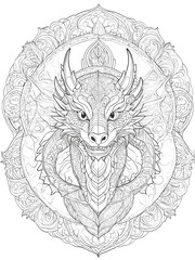 Dragon Mandala Coloring Page