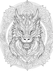Dragon Mandala Coloring Page
