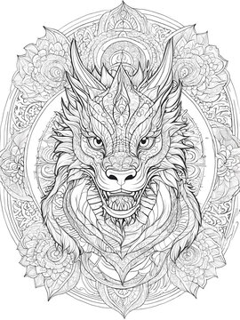 Dragon Mandala Coloring Page