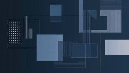 Dark blue background with geometric shapes and lines, creating an abstract presentation for corporate or tech concepts Generative AI