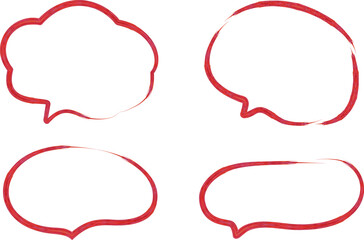 red colorful pattern thick stroke speech bubbles set