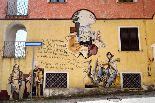 ORGOSOLO, ITALY - MAY 21, 2014: Wall paintings