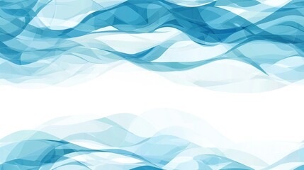 Fototapeta premium An abstract image with white and blue background featuring wavy lines at the top and bottom, allowing room for text