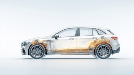Fototapeta premium Transparent Car Illustration Showcasing Mechanical Design Elements