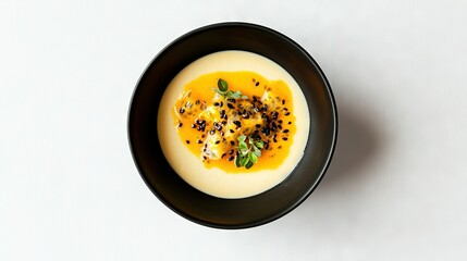   A bowl brimming with sustenance and adorned with verdant foliage