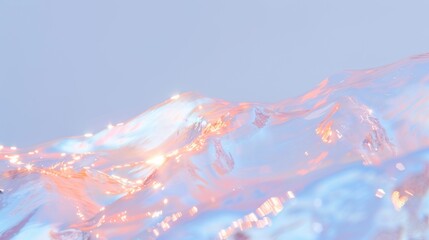 Abstract fluid background with pastel pink, blue, and gold hues, glossy texture, and luminous reflections