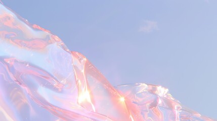 Abstract fluid background with pastel pink, blue, and gold hues, glossy texture, and luminous reflections. Walpaper