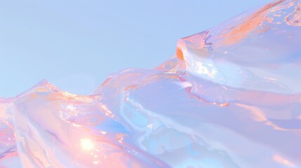 Abstract fluid background with pastel pink, blue, and gold hues, glossy texture, and luminous reflections. Walpaper