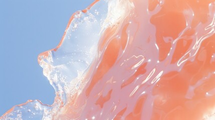 Abstract fluid background with pastel pink, blue, and gold hues, glossy texture, and luminous reflections. Background 