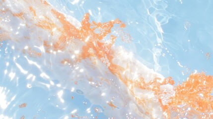 Abstract fluid background with pastel pink, blue, and gold hues, glossy texture, and luminous reflections. Background 