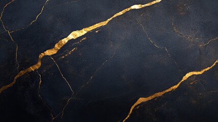 Bold gold stripes contrast against rich noir marble surface in intricate design details