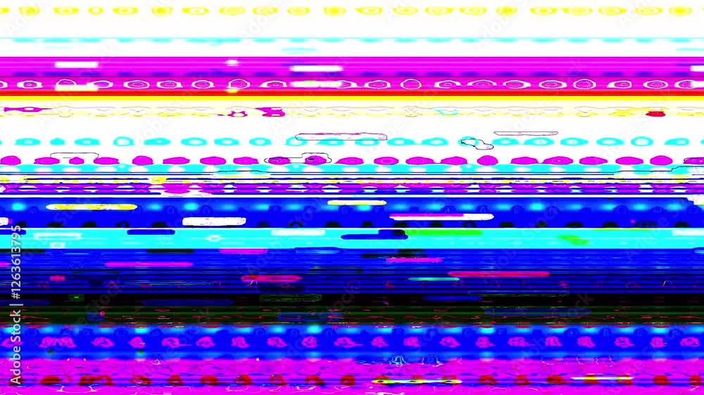 Wall mural distorted vhs screen with error signal, cyberpunk prism effect, and glitch static noise